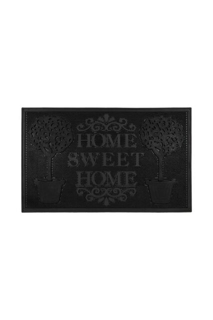 JVL Home Sweet Home Scraper Rubber Pin Doormat 45x75cm in Black - Size: 45 cm x 75 cm - image 1