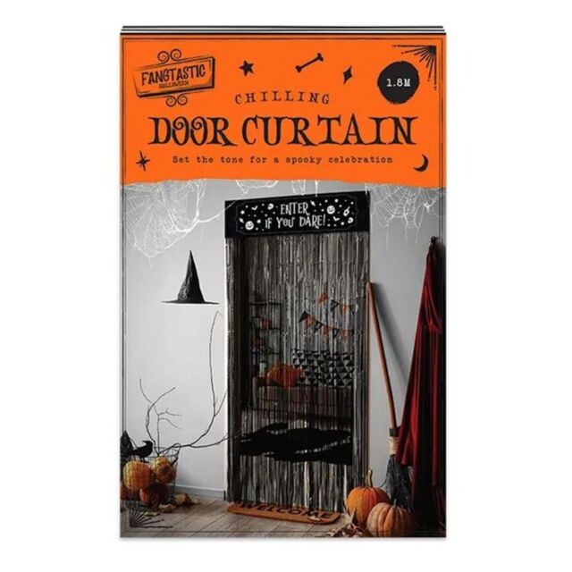 Garden Greatness Enter If You Dare Halloween Door Curtain 1.8M in Black - Size: 1 Pack