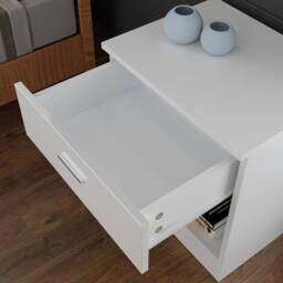 FORGEVIO White Beside Table High Gloss Storage Cabinet - thumbnail 4