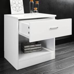 FORGEVIO White Beside Table High Gloss Storage Cabinet - thumbnail 3