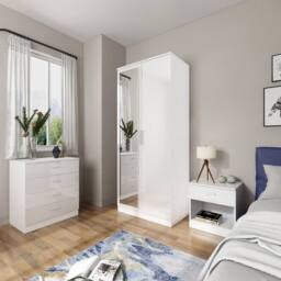 FORGEVIO White Beside Table High Gloss Storage Cabinet - thumbnail 5