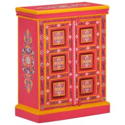 Berkfield Home Sideboard Solid Mango Wood Pink Hand Painted
