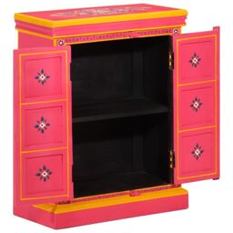 Berkfield Home Sideboard Solid Mango Wood Pink Hand Painted - thumbnail 3