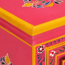 Berkfield Home Sideboard Solid Mango Wood Pink Hand Painted - thumbnail 6