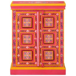 Berkfield Home Sideboard Solid Mango Wood Pink Hand Painted - thumbnail 2