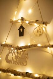 Marco Paul Christmas Wooden Ladder Tree - Hanging LED Lights in White - thumbnail 4