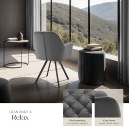 tectake Armchair Lucia Set Of 6 - Anthracite in Dark Grey - Size: 6 Pack - thumbnail 4