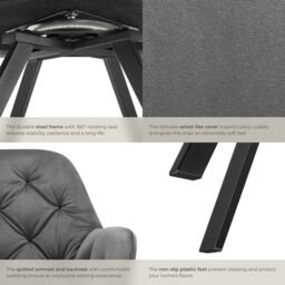 tectake Armchair Lucia Set Of 6 - Anthracite in Dark Grey - Size: 6 Pack - thumbnail 5
