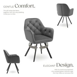 tectake Armchair Lucia Set Of 6 - Anthracite in Dark Grey - Size: 6 Pack - thumbnail 3