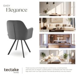 tectake Armchair Lucia Set Of 6 - Anthracite in Dark Grey - Size: 6 Pack - thumbnail 7
