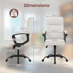 VOGREX Ergonomic Executive Office Chair in White - thumbnail 3