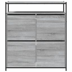 Berkfield Home Shoe Cabinet with 4 Flip-Drawers Grey Sonoma 100x34x112 cm - Size: 100 x 34 x 112 cm - thumbnail 6