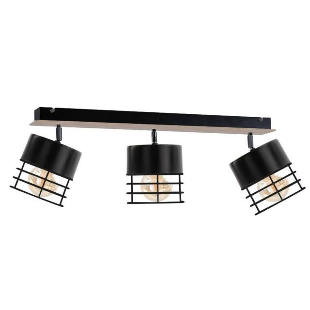 Netlighting Casa Ceiling Spotlight Bar Black Wood 60cm 3x E27