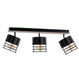 Netlighting Casa Ceiling Spotlight Bar Black Wood 60cm 3x E27
