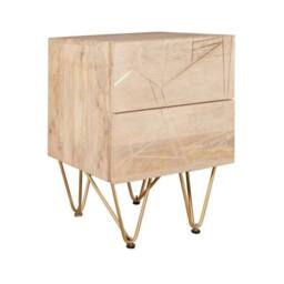 Wyld Haus Bali Light Natural Mango Wood Side Table with Gold Inlay in Brown - thumbnail 2