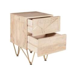Wyld Haus Bali Light Natural Mango Wood Side Table with Gold Inlay in Brown - thumbnail 5