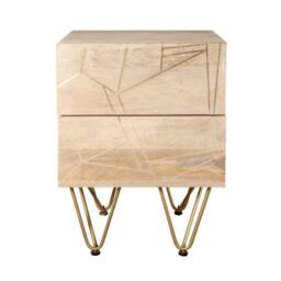 Wyld Haus Bali Light Natural Mango Wood Side Table with Gold Inlay in Brown - thumbnail 4