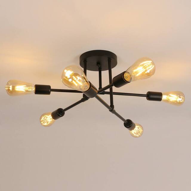 COMELY Ceiling Light, 6 Lights E27 Modern Chandelier Ceiling Light, Black - image 1