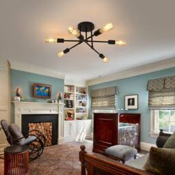 COMELY Ceiling Light, 6 Lights E27 Modern Chandelier Ceiling Light, Black - thumbnail 2