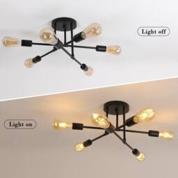 COMELY Ceiling Light, 6 Lights E27 Modern Chandelier Ceiling Light, Black - thumbnail 9