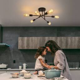 COMELY Ceiling Light, 6 Lights E27 Modern Chandelier Ceiling Light, Black - thumbnail 5
