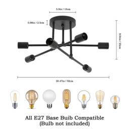 COMELY Ceiling Light, 6 Lights E27 Modern Chandelier Ceiling Light, Black - thumbnail 7