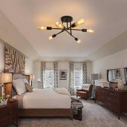 COMELY Ceiling Light, 6 Lights E27 Modern Chandelier Ceiling Light, Black - thumbnail 3