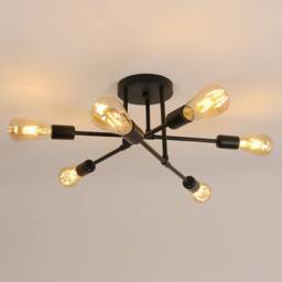 COMELY Ceiling Light, 6 Lights E27 Modern Chandelier Ceiling Light, Black - thumbnail 1