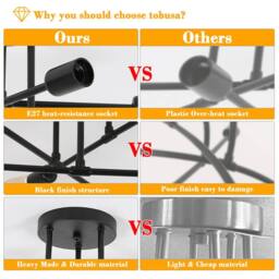 COMELY Ceiling Light, 6 Lights E27 Modern Chandelier Ceiling Light, Black - thumbnail 8