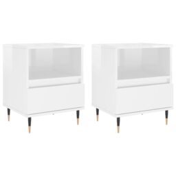 Berkfield Home Bedside Cabinets 2 pcs High Gloss White 40x35x50 cm Engineered Wood - Size: 40 x 35 x 50 cm - thumbnail 2