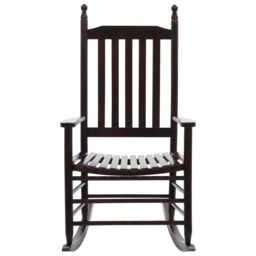 Berkfield Home Rocking Chair with Curved Seat Brown Poplar Wood - thumbnail 2