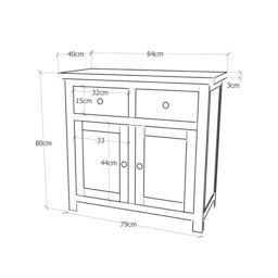 Cabinet Bits Argenta Light Grey 2 Drawer 2 Door Sideboard Brass Cup Handle - thumbnail 4