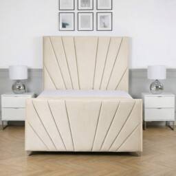 Living Comfort Bedz Lumina Upholstered Gas Lift Storage Bed with 48 Inch Headboard in Cream - Size: King - thumbnail 2