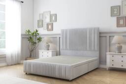 "Comfort Beds The Foxy Naples Divan Set No Drawers-26"" Headboard-Footboard in Silver - Size: Small Single" - thumbnail 3