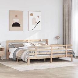 Berkfield Home Bed Frame with Headboard without Mattress 180x200 cm Super King in Brown - thumbnail 1