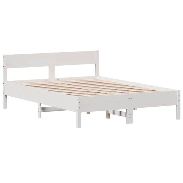 Berkfield Home Beautiful Bed Frame without Mattress White 120x200 cm Solid Wood Pine - Size: Small Double - image 1