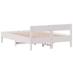 Berkfield Home Beautiful Bed Frame without Mattress White 120x200 cm Solid Wood Pine - Size: Small Double - thumbnail 6