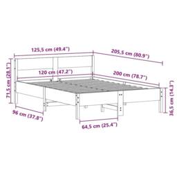 Berkfield Home Beautiful Bed Frame without Mattress White 120x200 cm Solid Wood Pine - Size: Small Double - thumbnail 9