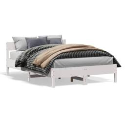 Berkfield Home Beautiful Bed Frame without Mattress White 120x200 cm Solid Wood Pine - Size: Small Double - thumbnail 3
