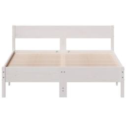 Berkfield Home Beautiful Bed Frame without Mattress White 120x200 cm Solid Wood Pine - Size: Small Double - thumbnail 4