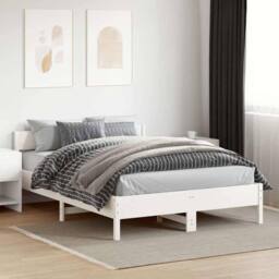 Berkfield Home Beautiful Bed Frame without Mattress White 120x200 cm Solid Wood Pine - Size: Small Double - thumbnail 2