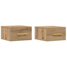 Berkfield Home Modern Bedside Cabinets 2 pcs Wall-Mounted Artisan Oak 35x35x20 cm in Brown - Size: 35 x 35 x 20 cm - thumbnail 3