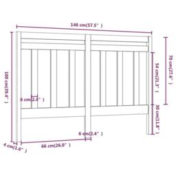 Berkfield Home Bed Headboard Black 146x4x100 cm Solid Wood Pine - Size: 146 x 4 x 100 cm - thumbnail 6