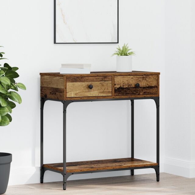Berkfield Home Console Table Old Wood 75x34.5x75 cm Engineered Wood in Brown - image 1
