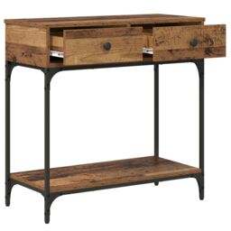 Berkfield Home Console Table Old Wood 75x34.5x75 cm Engineered Wood in Brown - thumbnail 4