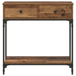 Berkfield Home Console Table Old Wood 75x34.5x75 cm Engineered Wood in Brown - thumbnail 5