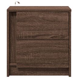 Berkfield Home Bedside Cabinets with LED Lights 2 pcs Brown Oak Engineered Wood - thumbnail 6