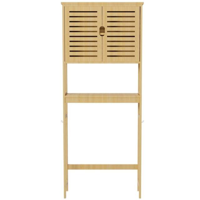 FORGEVIO 3-Tier Washing Machine Storage Rack Over Toilet Shelf Bamboo in Natural - image 1