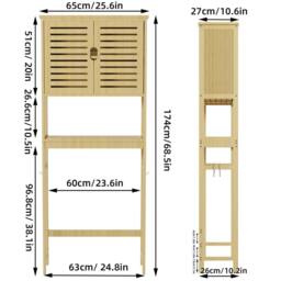 FORGEVIO 3-Tier Washing Machine Storage Rack Over Toilet Shelf Bamboo in Natural - thumbnail 2