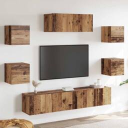 Berkfield Home 5 Piece TV Cabinet Set Wall-mounted Old Wood in Brown - thumbnail 2